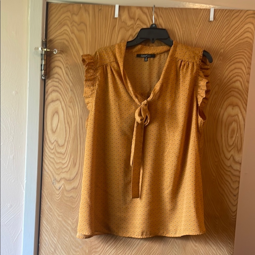 Women's Mustard Ruffle Sleeve Top
